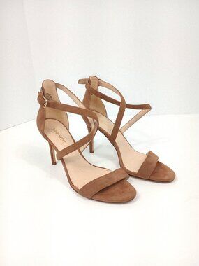Nine West Strappy Heels Size 8.5 Tan Ankle Strap Stiletto Sandals